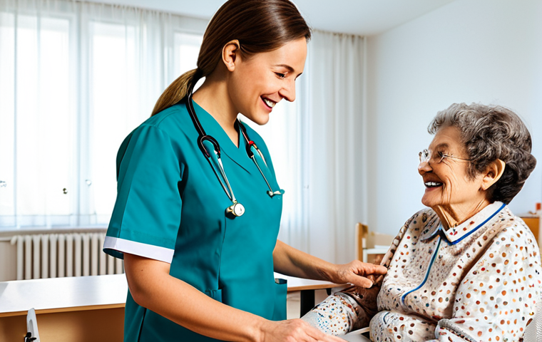 **

"A caring nurse in a professional uniform, assisting a senior patient with dementia in a bright and cheerful nursing home activity room. The patient is engaged in a gentle activity like painting or puzzles. Fully clothed, appropriate attire, safe for work, perfect anatomy, natural proportions, professional, modest, family-friendly."

**