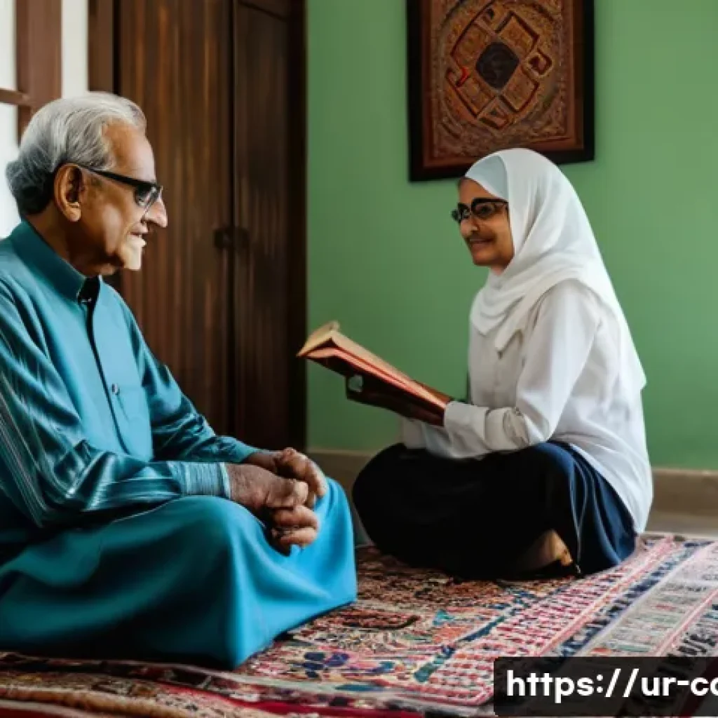 요양병원 환자 생활 지원 서비스 - An elderly South Asian man wearing traditional modest clothing and glasses, sitting comfortably in a...